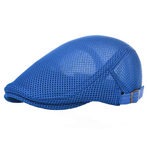 VOBOOM Men Mesh Newsboy Flat Cap Ivy Cabbie Newsboy Cap - color: Royal Blue