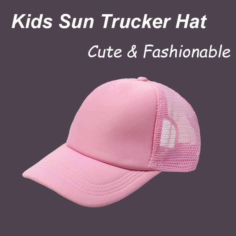 Kids-Girls-Trucker-Hat Adjustable-Baseball-Cap Toddler Mesh Sun Hats 2-6Y - color: Pink