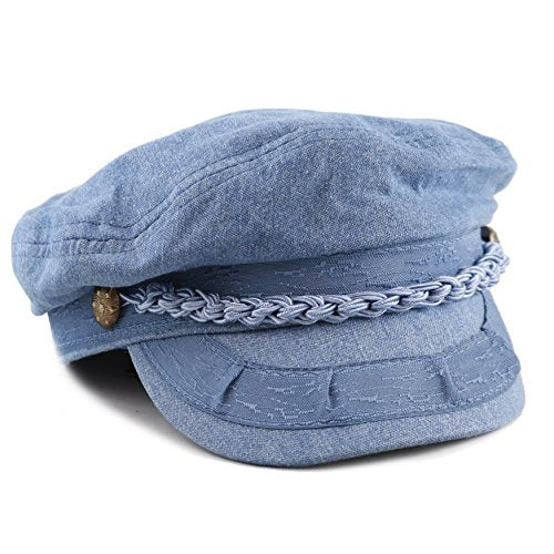 The Hat Depot Unisex Cotton Yachting Style Sailing Greek Fisherman Cap hat - color: Blue, size: Large-X-Large
