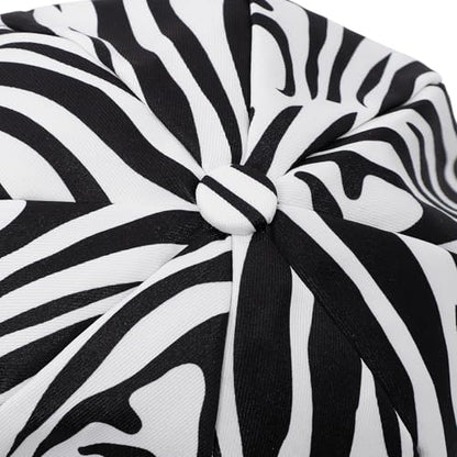 Newsboy Cabbie Baker boy hat Beret Cap for Women Pageboy Visor Paperboy Hat Sailor Fiddler Hat Adjustable - color: White Zebra
