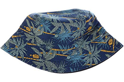 BYOS Unisex Trendy Reversible Lightweight Printed Bucket Hat Packable Outdoor - color: Midnight Blue Palm Tree
