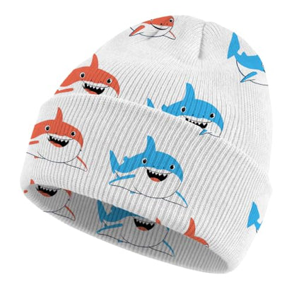 Kids Beanie Knit Hat Winter Unisex Cuffed Beanies Skull Cap Warm Double Layer Thick Acrylic Cute for Girls Boys - color: Shark