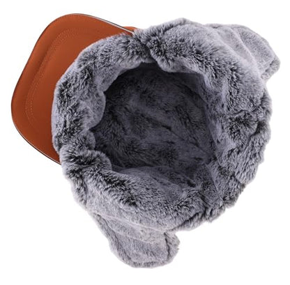Connectyle Trapper Hat for Men Women Faux Fur Winter Hat with Ear Flaps Water-Resistant Hunting Hats Ushanka Skiing Cap - color: Caramel Brown