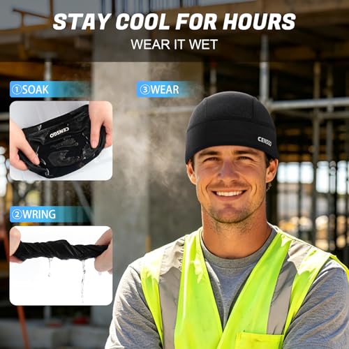 CENSGO Cooling Skull Cap Breathable Moisture-Wicking Hard Hat Liner for Men - color: Black+blue