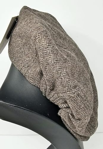 Traditional Men's Irish Flat Cap, 100% Wool Tweed, Made in Ireland - color: Brown, size: Large
