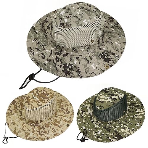 1 Digital Camo Boonie Bucket Hat Outdoor Fishing Hunting Snap Brim Mesh Army Cap Camouflage Military Wide Brim Safari Head Covering Outdoor Summer Camping Kayaking Men Women Assorted Colors Tactical