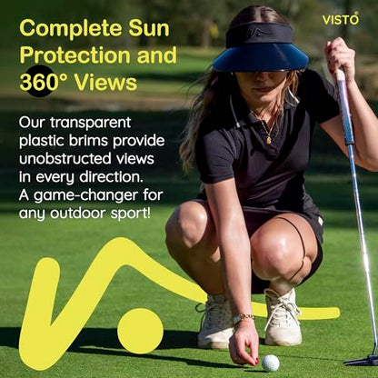 VISTO Transparent Brim Wide Brim Visor for Women - Obstruction Free Visibility, No Glare & Complete UV Sun Protection - color: Lt Blue