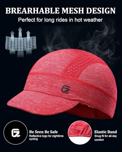 GADIEMKENSD Cooling Cycling Cap, Skull Cap Helmet Liner with Flip Brim, Sun Protection Running Under Helmet for Men Women - color: Red