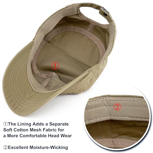 Loneshark Water Resistant Military Hat Quick Dry Cadet Cap Army Flat Top - color: Rectangle-logo-khaki