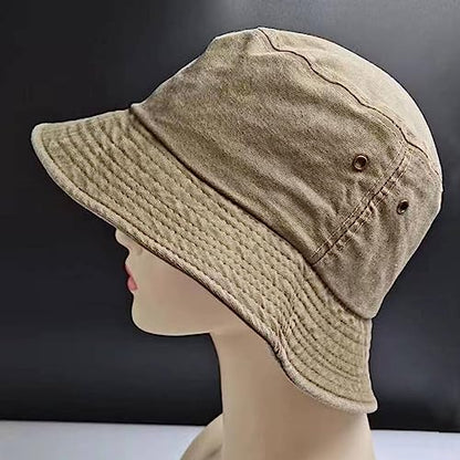 Premium Cotton Bucket Hats,Packable Hats for Men Women,Summer Bucket Hat,Fishing Sun Hats - color: Khaki