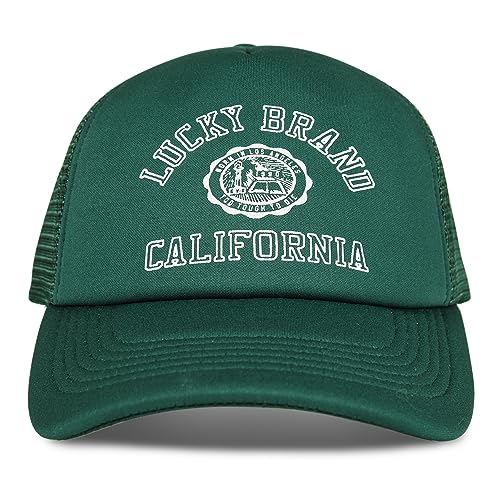 Lucky Brand Trucker Hat | Snapback | Adjustable | Mesh Back | Retro | Baseball Cap | Golf | Fishing | American Heritage - color: Collegiate - Green