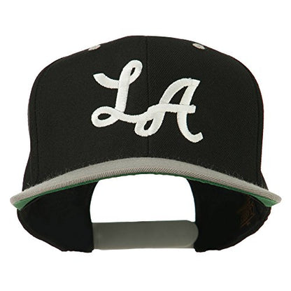 e4Hats.com LA Embroidered Snapback Cap - color: Black Silver