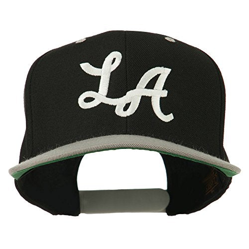 e4Hats.com LA Embroidered Snapback Cap - color: Black Silver
