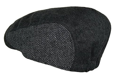 Wonderful Fashion Men's Herringbone Wool Tweed Newsboy IVY Cabbie Driving Hat - color: Twotone-dk.grey