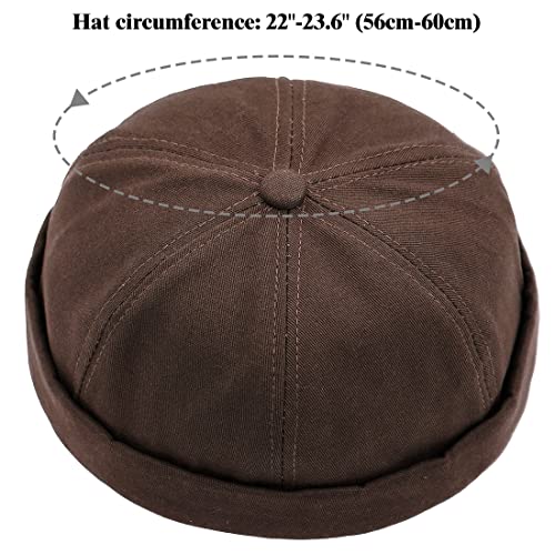 Glamorstar Dome Brimless Hats for Women Men Sailor Docker Beanie Cap Hip Hop Hats - color: Coffee