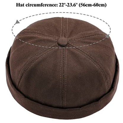 Glamorstar Dome Brimless Hats for Women Men Sailor Docker Beanie Cap Hip Hop Hats - color: Coffee