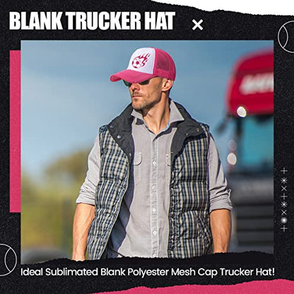 Tarpop 10 Pcs Sublimation Blank Trucker Hats Bulk - color: Hot Pink and White