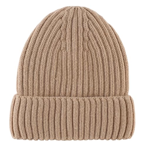 Connectyle Fleece Lined Cuffed Beanie Hat for Men Women Knitted Winter Wool Beanies Skull Cap Warm Watch Hat - color: Khaki