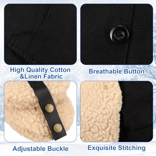 JaGely 4 Pcs Pilot Hat and Goggles Flight Costume Accessories Pilot Helmet Cap with Ear Flaps Hat Adults Winter(Wheat,Black) - color: Wheat,black, style: Classic