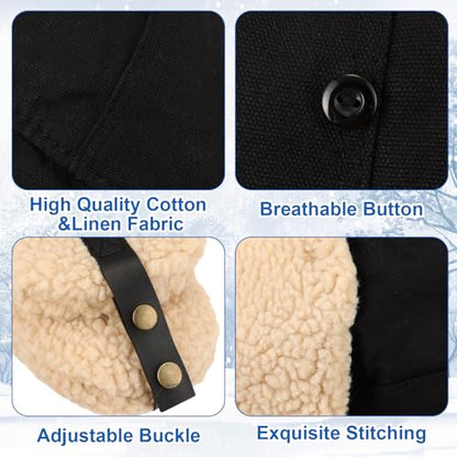 JaGely 4 Pcs Pilot Hat and Goggles Flight Costume Accessories Pilot Helmet Cap with Ear Flaps Hat Adults Winter(Wheat,Black) - color: Wheat,black, style: Classic