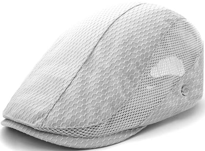 Mesh Cap Breathable Summer Newsboy Hat Adjustable Beret Ivy Cap Irish Cabbie Driving Fishing Hats - color: Light Gray