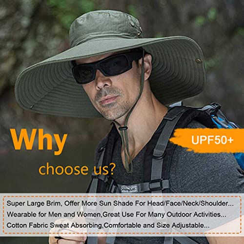HUAMULAN Men Wide Brim Sun Hat Summer Outdoor Women Bucket Fishing Hats - color: A2-armygreen