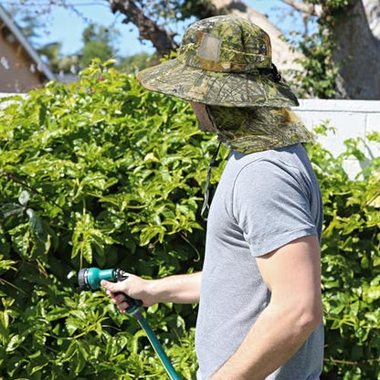 Tirrinia Neck Flap Fishing Safari Cap for Men - color: Green Woodland Camo