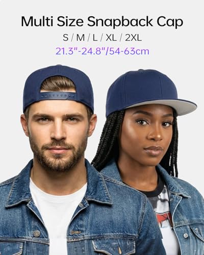 Zylioo XL 2XL Snapback Hat, Large Flat Bill Baseball Cap for Men Women - color: Navy Blue, size: X-Large-XX-Large