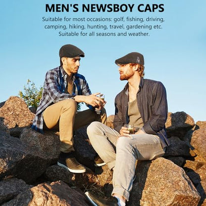 meioro Men's Cotton Newsboy Hat Adjustable Tweed Flat Cap for Men - color: Coffee