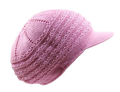 Knit Cable Slinky Newsboy Hat - color: Pink
