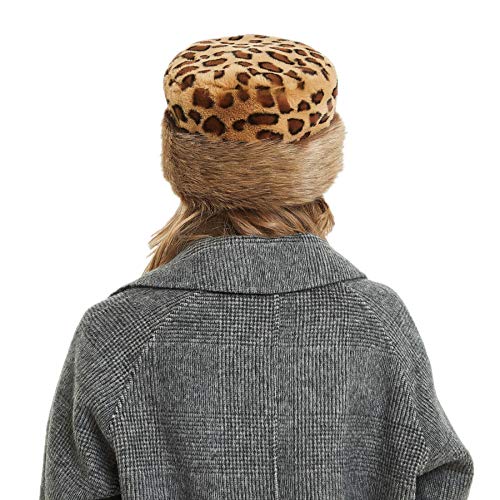 sy soul young Women's Leopard Faux Fur Hats Fluffy Bucket Hat Russian Style - color: Classic Leopard