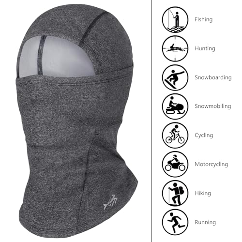 BASSDASH Winter Balaclava Fleece Ski Mask Ninja Hood Neck Warmer Fishing Hunting - color: Dark Heather Grey