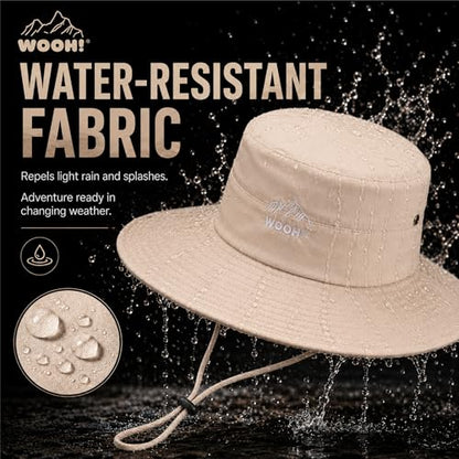 WOOH Sun Hats for Women,UPF80+ Wide Brim Foldable Bucket Hat with Adjustable Chin Strap,Summer Hat for Beach Hiking Gardening - color: Beige