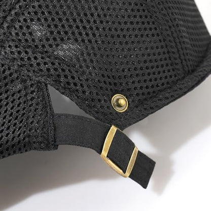 Xinveen Men's Mesh Cap Breathable Summer Newsboy Hat Adjustable Beret Ivy Cap Irish Cabbie Driving Hunting Hats - color: Black