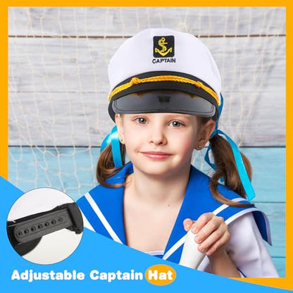 8 Pieces Captain Hats Adjustable White Sailors Navy Marine Admiral Caps for Yacht Theme Party Costume Accessory - color: Style 5
