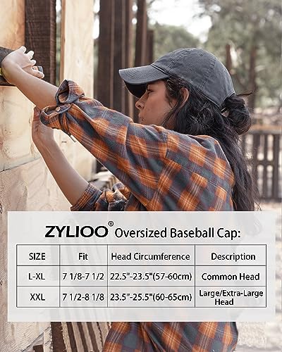 Zylioo XXL Baseball Cap for Big Heads Men Women, Washed Denim Dad Hat - color: Beige, size: X-Large-XX-Large