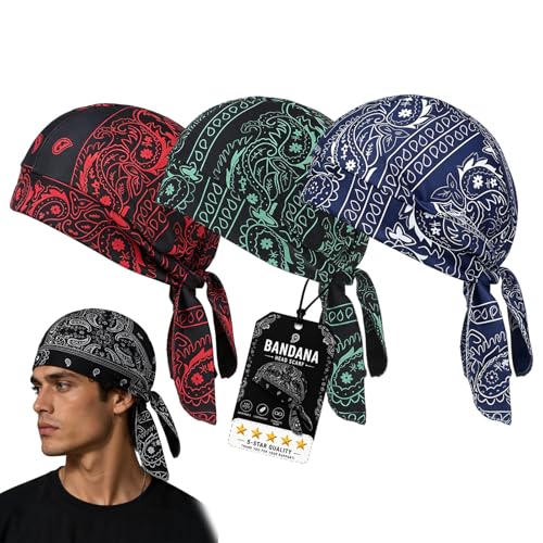 Cooling Skull Cap Helmet Liner, Breathable Elastic Bandana Cooling Headscarf Cap for Men Women - color: 3pcs-a