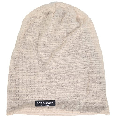 VECRY Men Slouch Hollow Beanie Thin Summer Cap Skullcap - color: Stripe Cream