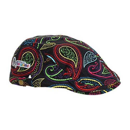 Royal & Awesome Men's Golf Flat Cap, Funny Golf Hats - color: Crazy Paisleys