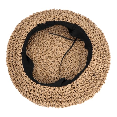 Women Summer Straw Woven Sunhat Classic Beret Artist Painter Sun Hat Cap - color: Khaki