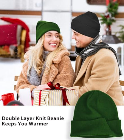 ROYBENS 100% Cotton Beanie Hat for Women Men Warm Winter Hats Knit Beanies - color: Turquoise Green