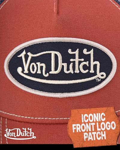Von Dutch Unisex Trucker Hat, Colorblock, Mesh Back, Curved Bill, Snapback - color: Mahogany
