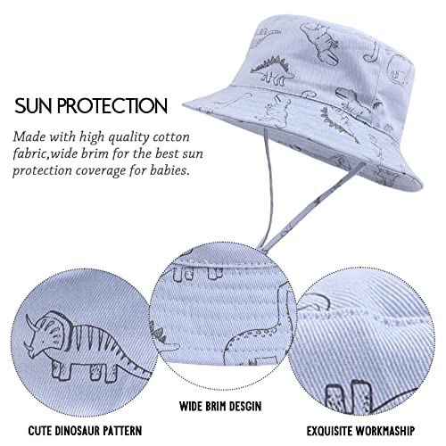 JANGANNSA Dinosaur Baby Boys Sun Hat Cotton Toddler Girls Bucket Hats Summer Sun Protect Cap for Kids - color: Blue Dinosaur, size: 3-6 Months