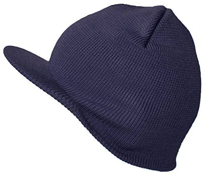 TOP HEADWEAR Winter Cuffless Beanie Visor - color: Navy