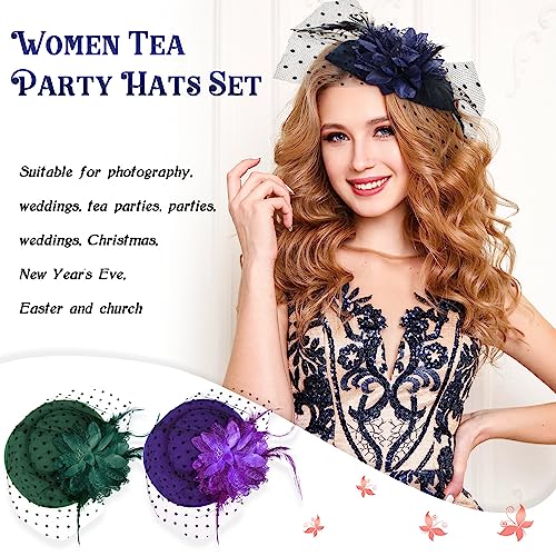 Jeyiour 15 Pcs Tea Party Fascinators for Women with Veil - color: Classic Color
