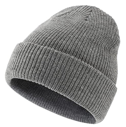 Connectyle Classic Double Layer Knit Beanie Hat Warm Thick Acrylic Winter Hats Daily Cuffed Beanies Watch Hat for Men Women - color: Light Gray