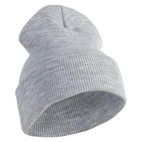 e4Hats.com 12 inch Cuffed Knit Long Beanie - color: Heather Grey