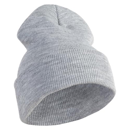 e4Hats.com 12 inch Cuffed Knit Long Beanie - color: Heather Grey