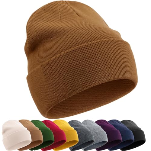 ROYBENS 100% Cotton Beanie Hat for Women Men Warm Winter Hats Knit Beanies - color: Coffee