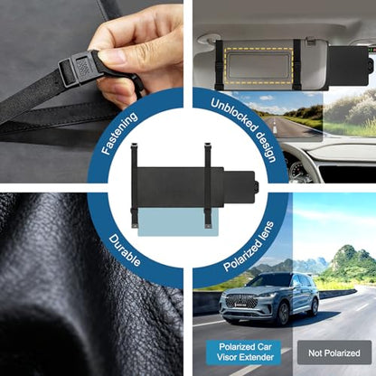 Veharvim Sun Visor Extender for Car (Polarized, UV400, PC Lens, Side Sunshade,Straps&Adjusters), Car Visor Extender Sun Blocker,Visor Extender Attachment, Anti-Glare for Safe Driving(Driver+Passenger) - size: (Driver+Passenger) Side